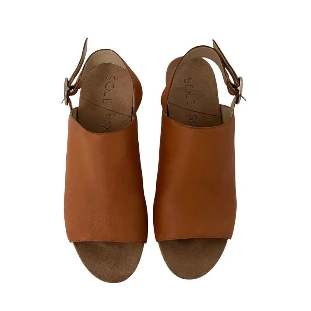 Sole Society Kellyn Brown Espadrille Wedge Slingback Sandals